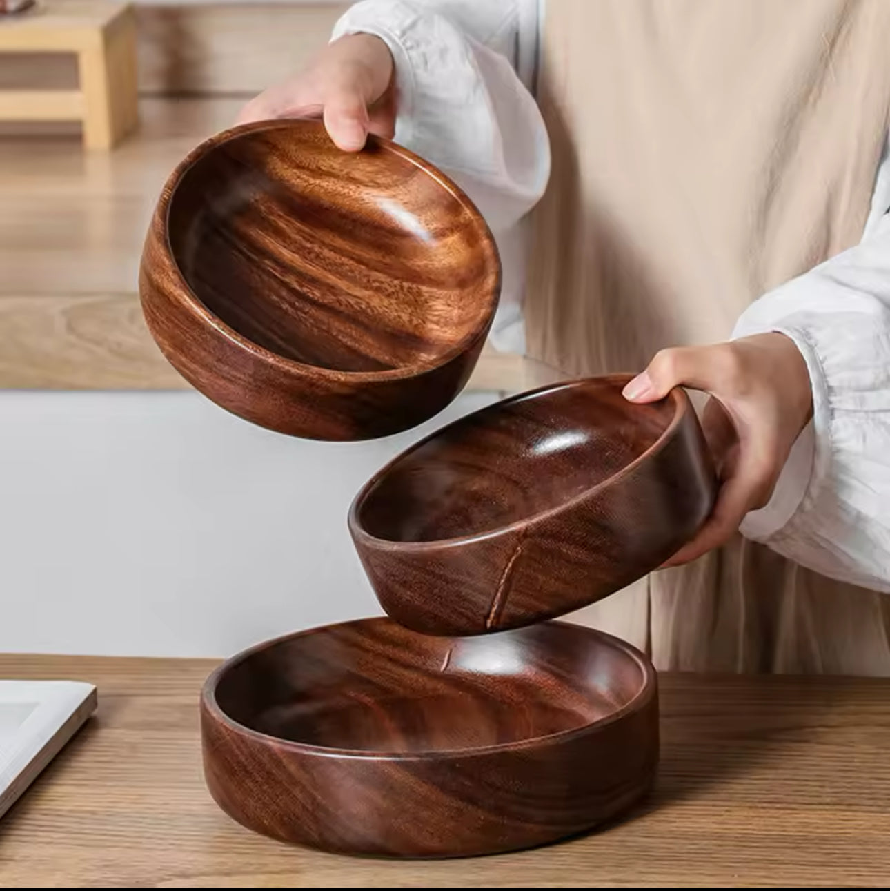 Solid Walnut Wood Bowl