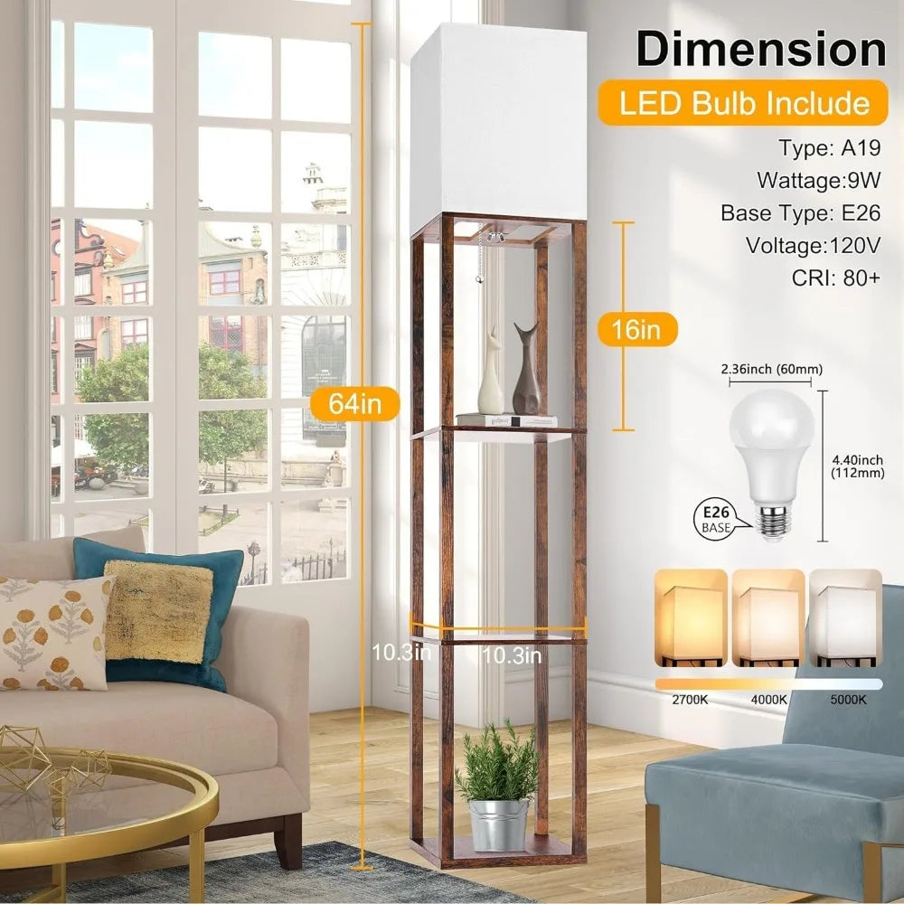 Modern Floor Lamp with Shelf & LED - Perfect for Any Room