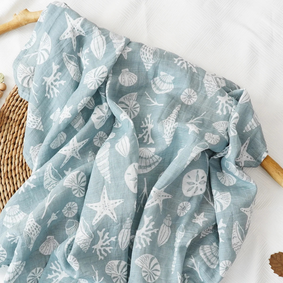 100% Cotton Baby Bath Towel - Soft Muslin Swaddle Blanket