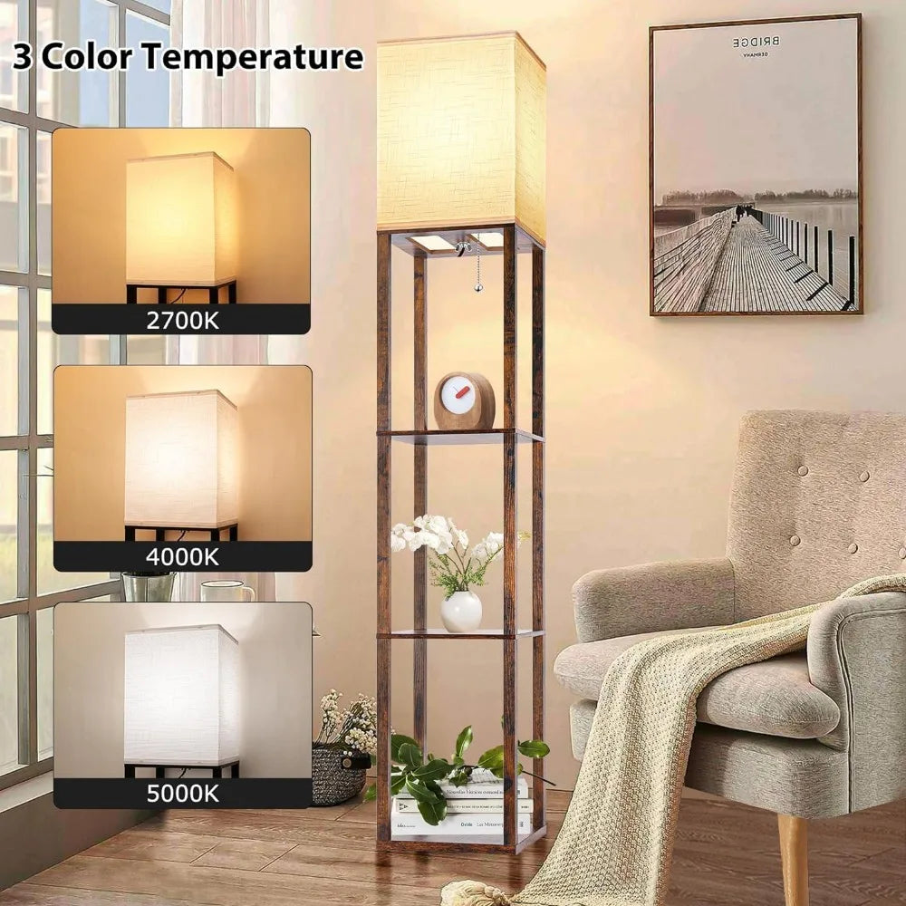 Modern Floor Lamp with Shelf & LED - Perfect for Any Room