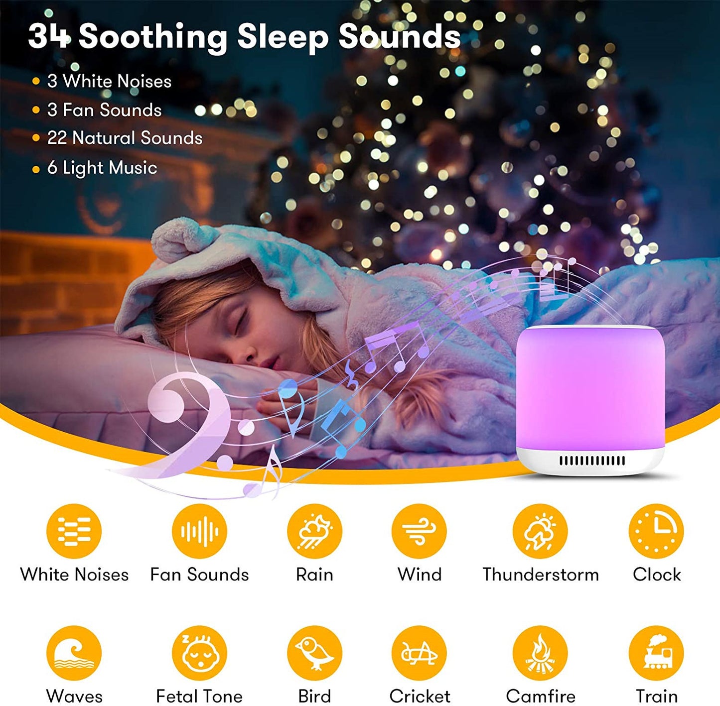 White Noise Machine with Night Light for Baby